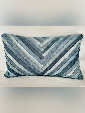 Designer Handmade denim Decorative Lumbar Pillow - 12”x20”